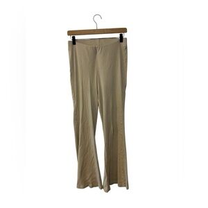 Beige Ribbed Straight-Leg Pants